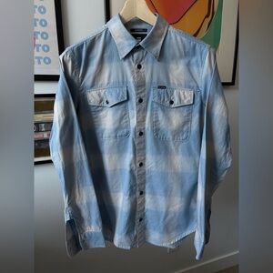 G-Star Raw Marine Slim Shirt L/S Cowboy Shirt Y2K 2000's Blue/Gray Plaid Small